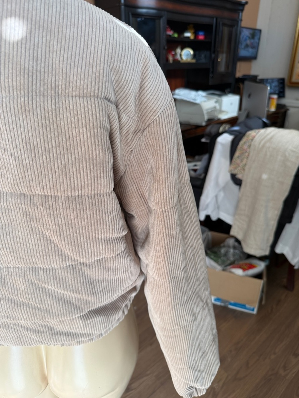 Fashion Nova Taupe Corduroy Puffer Jacket - Picture 7 of 10